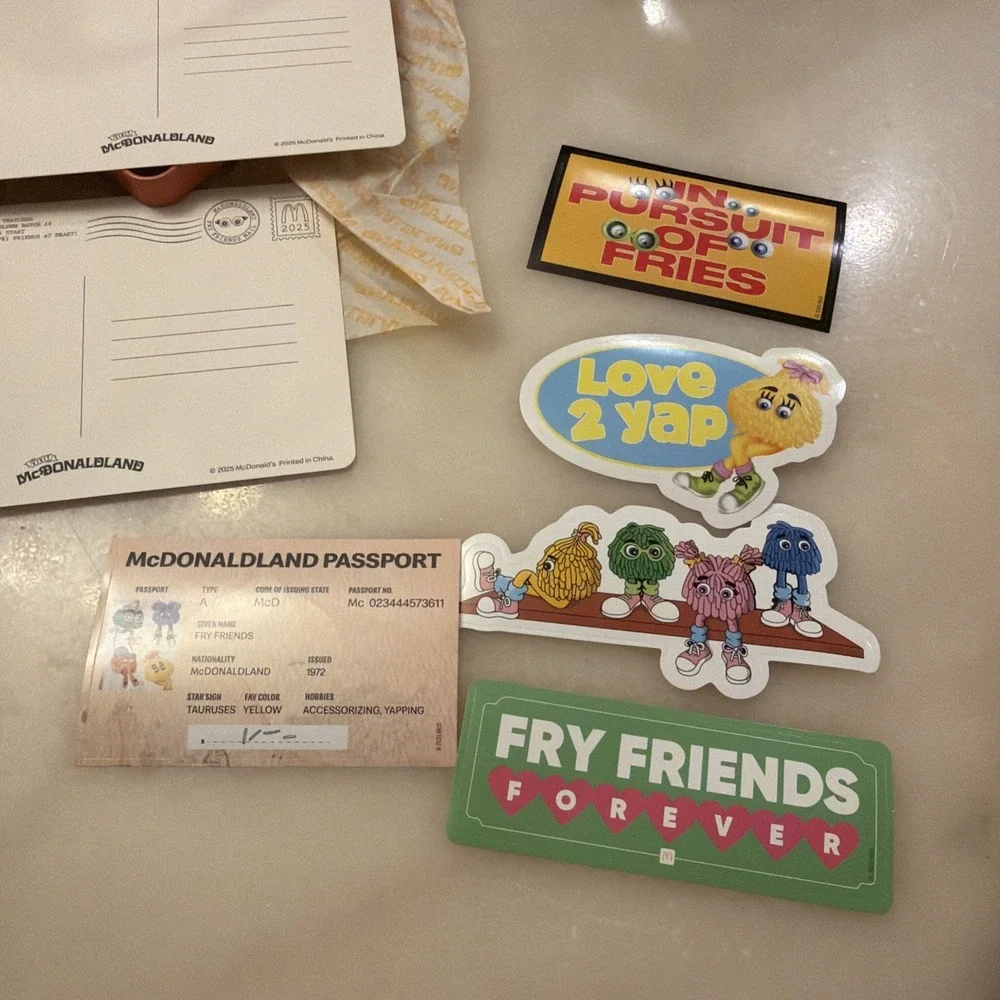 New McDonaldland Fry Friends Tin Collectible Passport Stickers Postcards 2025